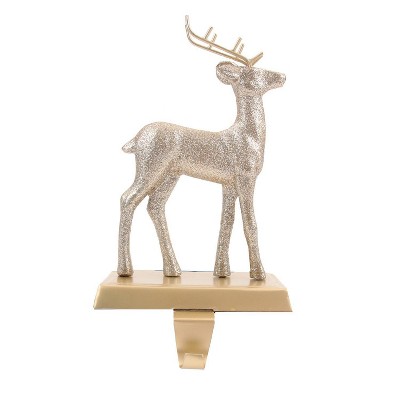 1ct Glitter Deer Christmas Stocking Holder Gold - Wondershop™