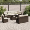 vidaXL 9 Piece Patio Sofa Set with Cushions Brown and Cream - Without Table - 2 of 4