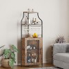 Corner Bar Cabinet, 61" Farmhouse Wine Rack with LED Light, Detachable 5-Tier Industrial Cabinet with Glass Holder & Adjustable Shelves-Brown - 4 of 4
