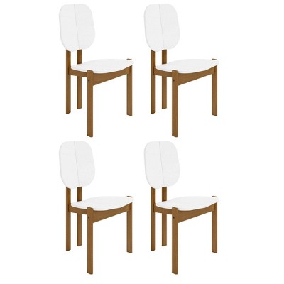 Manhattan Comfort Set of 4 Gales Mid - Century Modern Dining Chairs with Solid Wood Legs