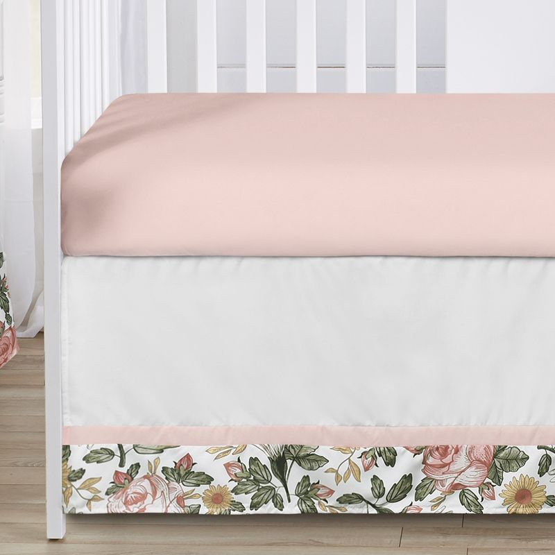 Sweet Jojo Designs Girl Baby Crib Bedding Set - Vintage Floral Pink Green Yellow 5pc, 4 of 7