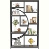 Lirago Freestanding Bookcase - 9-Tier Open Shelf Etagere with Metal Frame & Woodgrain Shelves Rustic Gray & Black - 2 of 4