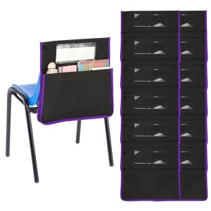 Unique Bargains Classroom Washable PVC Name Card Slots Chair Pockets 6 Pcs - 1 of 4