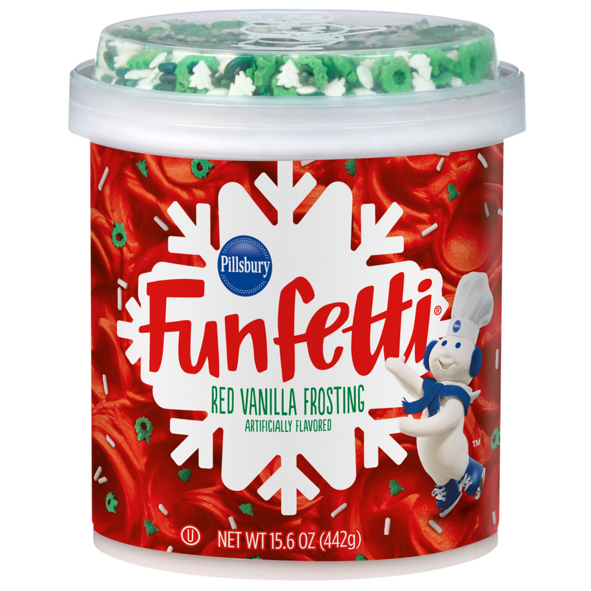 Pillsbury Baking Holiday Funfetti Red Vanilla Frosting - 15.6oz