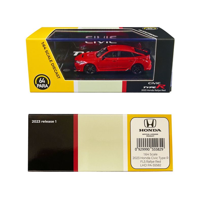 2023 Honda Civic Type R FL5 Rallye Red 1/64 Diecast Model Car by Paragon Models, 3 of 4