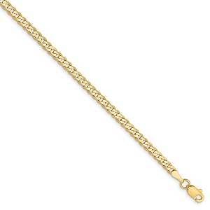 Black Bow Jewelry 14k Yellow Gold 2.9mm Solid Beveled Curb Chain Anklet, 9 Inch - 1 of 4