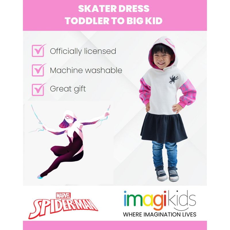 Marvel Spider-Man Spider-Gwen Ghost Spider Girls Fleece Skater Dress Toddler to Big Kid, 3 of 9