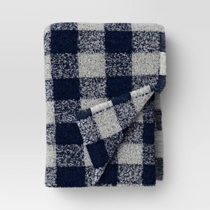 Cozy Woven Check Throw navy/gray - Room Essentials™ - 1 of 4