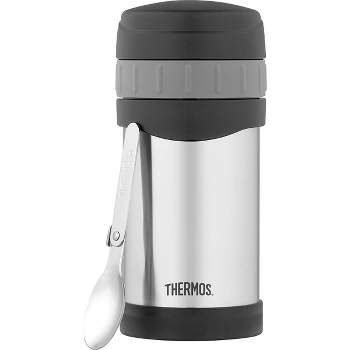Thermos 16 oz. Insulated Stainless Steel Food Jar w/ Folding Spoon -Silver/Black