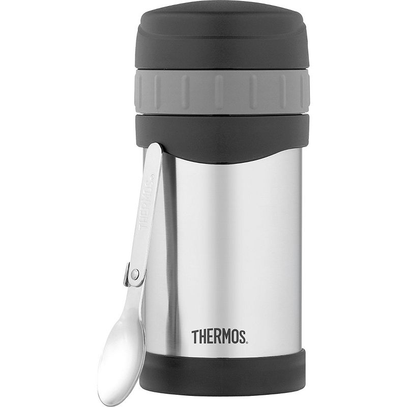 Thermos 16 oz. Insulated Stainless Steel Food Jar w/ Folding Spoon -Silver/Black, 1 of 3