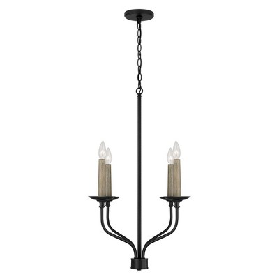 Matte Black Mini 4-Light Candle Chandelier