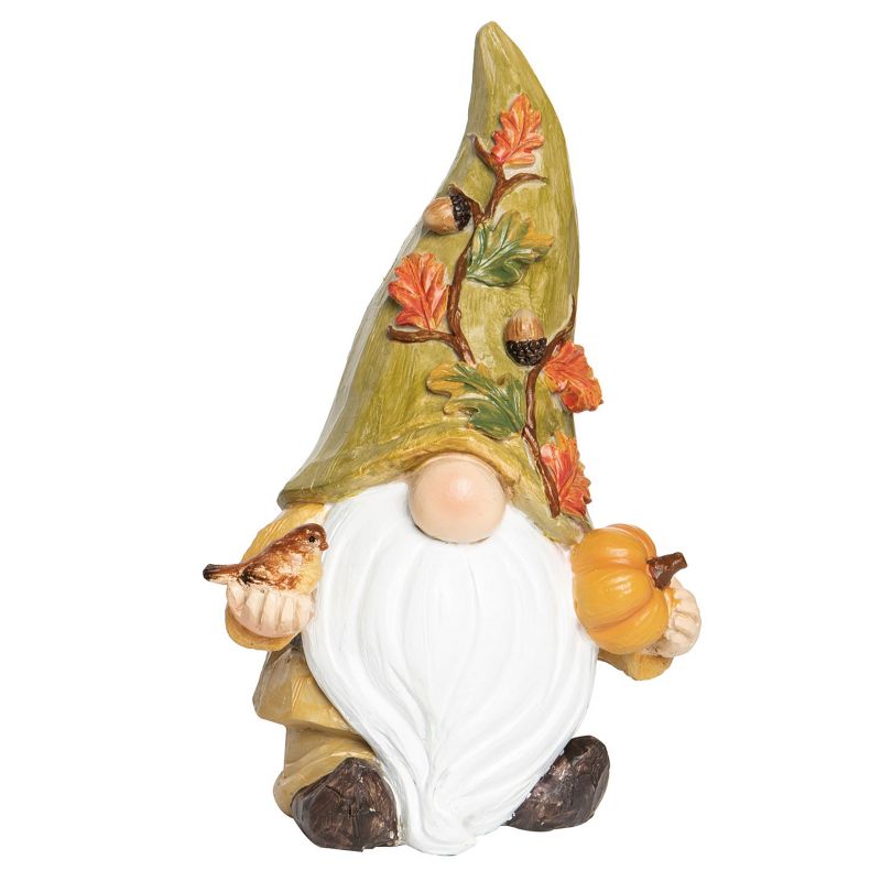 Transpac Resin 8.25 in. Multicolored Harvest Fall Leaves Gnome Figurine, 1 of 2