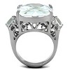 Slickblue Women’s Oval Polished Stainless Steel Engagement Ring with Large Clear CZ Center Stone, Size 5-10 - 3 of 4