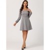 Allegra K Women's Fall Vintage Square Neck Long Sleeve Plaid Dress - 3 of 4