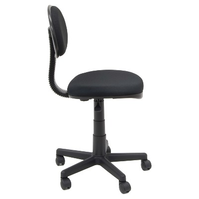 ErgoComfort Armless Black Swivel Task Chair with Pneumatic Height Adjustment