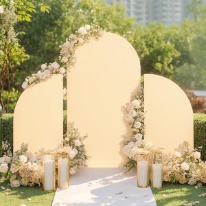 Arch Backdrop Stand Set of 3, Wedding Arch Cover, Double Sided Round Top, Half Moon Top Stretchy Backdrop, Birthday Parties, Baby Showers, Banquets - 1 of 4