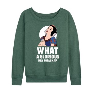 Women's - Disney Princess - Snow White Nap Lightweight French Terry Wide Neck Long Sleeve Shirt - 1 of 4