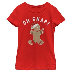 Girl's Lost Gods Christmas Oh Snap Gingerbread Cookie T-Shirt - 1 of 4