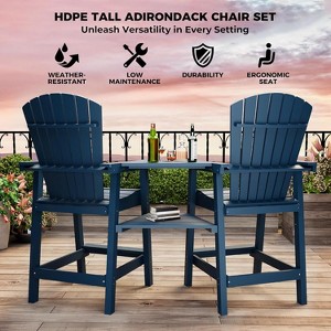 Acekool 4-Piece Recycled Poly Adirondack Bar Set - Weatherproof High Chairs with 2 Connecting Trays - 1 of 4