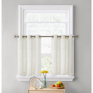 HLC.ME Abbey Faux Linen Semi Sheer Grommet Short Thick Curtain Tiers for Small Windows, Kitchen & Basement, Pair - 1 of 4