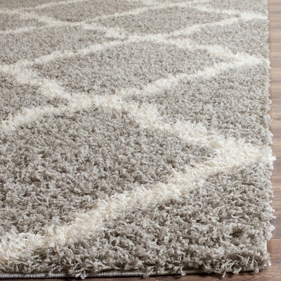 Grey and Ivory High Pile Shag Area Rug, 10' x 14'