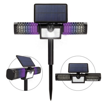 Solar-Powered Black Bug Zapper with Motion-Activated Floodlight