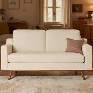 Vipbear Comfy Loveseat Couches for Living Room 65.4"Mid Century Modern Couch with Spring Cushion,Solid Wood Frame,Tool-Free Assembly - 1 of 4