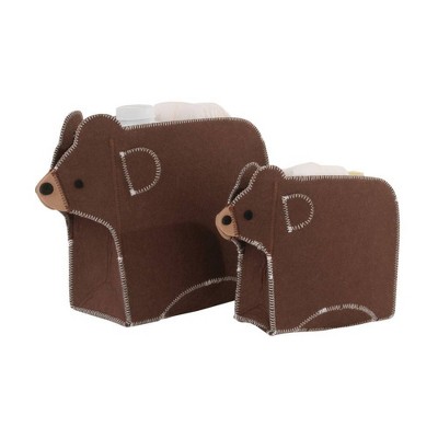 Little Love by NoJo Brown Bear Felt Storage Caddy - 2pc