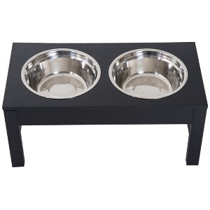 Gulches PawHut 23" Modern Decorative Elevated Dog Feeding Station - Black Bone Design - 1 of 4