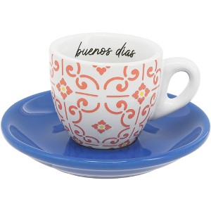 Pavilion Gift Company - Buenos Días - 2.5 oz Espresso Cup and Saucer - Drinkware - 1 of 4