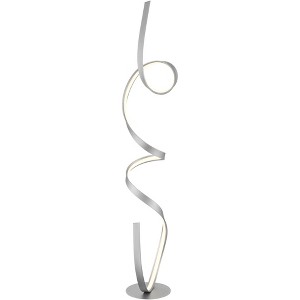 Possini Euro Design Avante Modern 56 1/2" Tall Standing Floor Lamp Light Ribbon Column LED Foot Switch Silver Metal Brushed Nickel Finish Living Room - 1 of 4