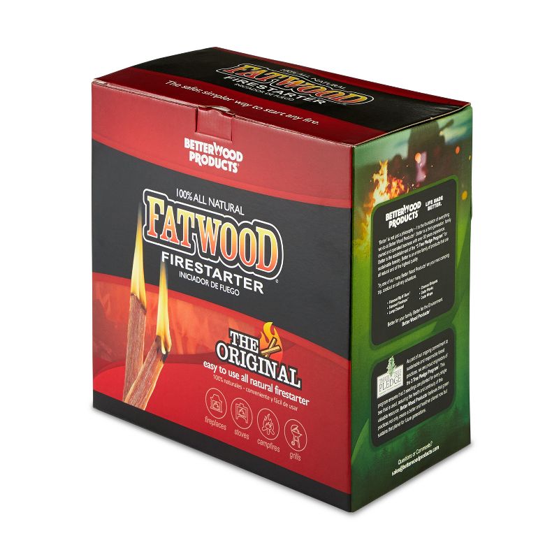 Betterwood 5lb Fatwood Natural Pine Firestarter (2 Pack) for Campfire, BBQ, or Pellet Stove; Non-Toxic and Water Resistant, 3 of 8