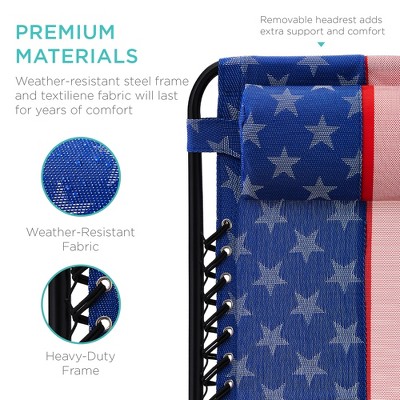 American Flag Zero Gravity Reclining Lounger with Cushions and Arms