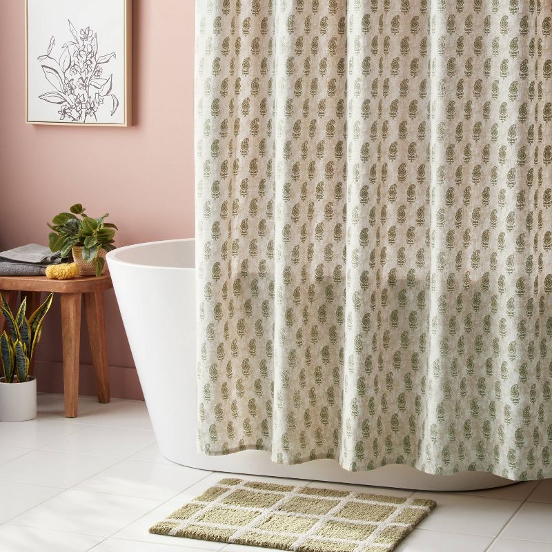 14pc Traditional Shower Curtain Set with Rug Green - Threshold&#8482;, 3 of 6
