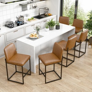 Dyonery Counter Height Bar Stools, 25.6" Faux Leather Kitchen Island Chairs with Back, Modern Dining Chairs for Home Bar Café - 1 of 4