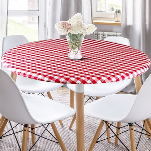 Round Red Gingham Table Cover