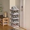 VECELO 4/5/6 Tier Vertical Narrow Shoe Rack, Freestanding Shoe Racks, Skinny Shoe Shelf, Compact Shoe Organizer for Small Spaces, Gray - 3 of 4