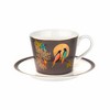 Sara Miller Chelsea 8oz Fine China Teacup & Saucer Set, Dark Grey with 22K Gold Rim - Elegant Afternoon Tea Cup with Love Bird Design - 2 of 4