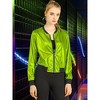 INSPIRE CHIC Women's Holographic Fashion Stand Collar Metallic Lightweight Zip Bomber Jacket - 2 of 4