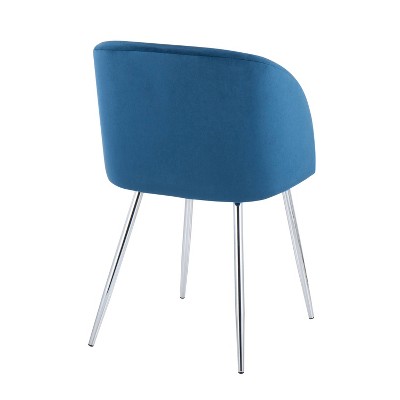 Blue Velvet Upholstered Arm Chairs with Metal Legs, Set of 2