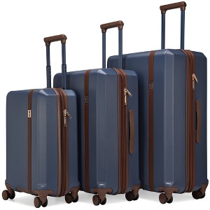 ELLE Luggage Checked Luxe Journey 3pc Expandable Retro Spinner Hardside Suitcase Set - 1 of 4