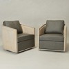 KINWELL 100% Top Grain Genuine Leather Swivel Armchair, Set of 2 - 3 of 4
