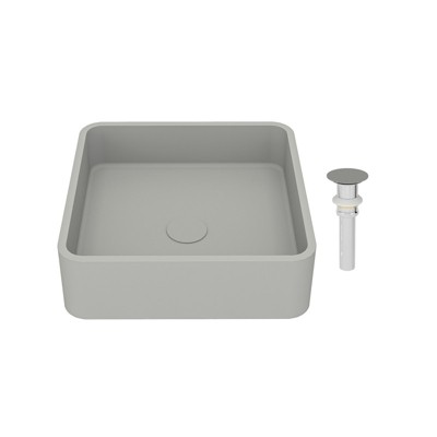 CASAINC 15.5 Inch Bathroom Sink Concrete Countertop Above Square Basin Counter Bowl