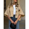 Imily Bela Womens Oversized 3/4 Cape Sleeve Cropped Trench Coat Single Breasted Button Up Jacket - 4 of 4