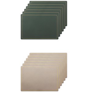 Unique Bargains Dining Room Heat Resistant Modern Faux Leather Placemats 18" x 12" 12 Pcs - 1 of 4