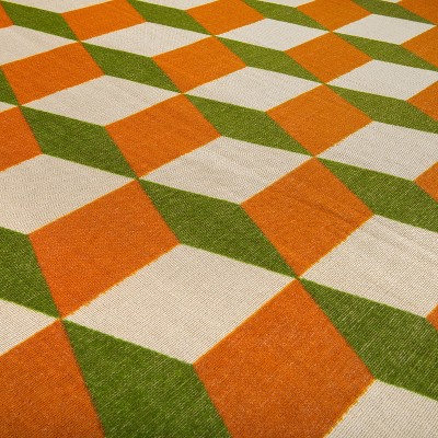 Vibrant Geometric Orange Synthetic 5' x 7' Flatwoven Indoor/Outdoor Rug