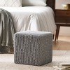 Square Knitted Upholstered Footstool, Multi-Functional  Ottoman for Small Spaces, Accent Stool for Bedroom or Living Room-The Pop Home - 3 of 4