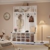 Hall Tree with Bench & Shoe Storage, 3-in-1 Wider Entryway Bench with Coat Rack & Adjustable Shelf, Farmhouse Hall Tree with 4 Corner Metal Protect - 3 of 4
