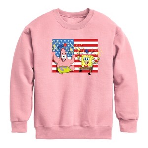 Boys' - SpongeBob SquarePants - Patrick Sparkers Flag Graphic Long Sleeve Fleece Sweatshirt - 1 of 4