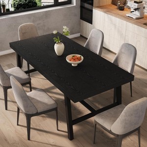 Suitable for 6-8 People, 71.5" Long Wooden Kitchen Table with Base, Adjustable Legs, Sturdy Metal Frame and Rustic Finish, Suitable for Dining Room - 1 of 4
